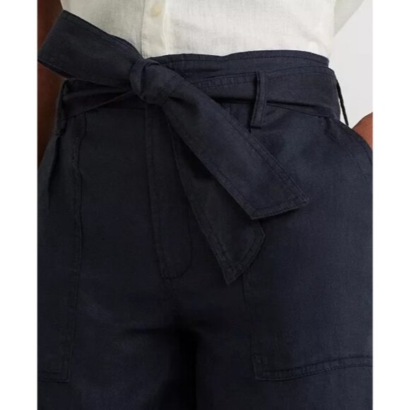 Lauren Ralph Lauren Shorts LRL Belted Linen Blend Shorts Navy Blue LRL Shorts 12 - Picture 6 of 6